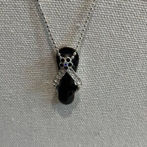 Hawaii Crystal Rhinestone Flip Flop Necklace in Black